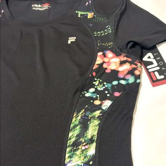 Fila Women's Black Tee with Colorful Accents - Picture 3 of 5